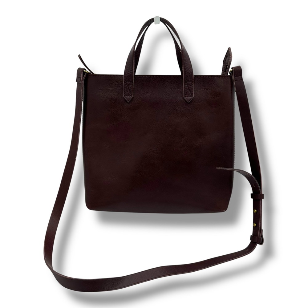 Madewell Small Transport Crossbody Bag Burgundy Leather Zip Top Tote with Straps